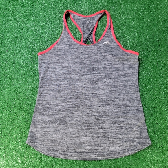 Adidas Keyhole Open Back Cut Out Climalite Women's Shirt Size Medium Grey Gym - Picture 2 of 10